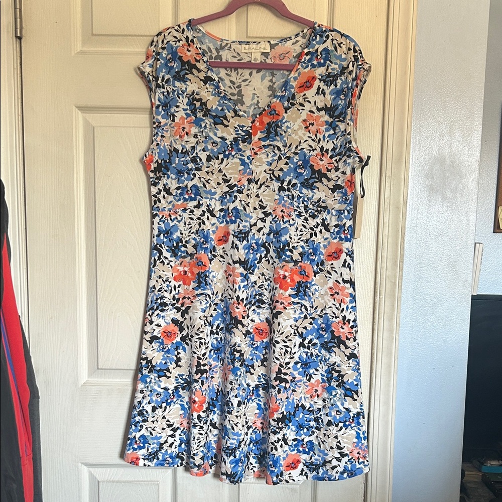 NWT Emaline Jersey knit v neck floral print sleeveless dress size large - Picture 1 of 5